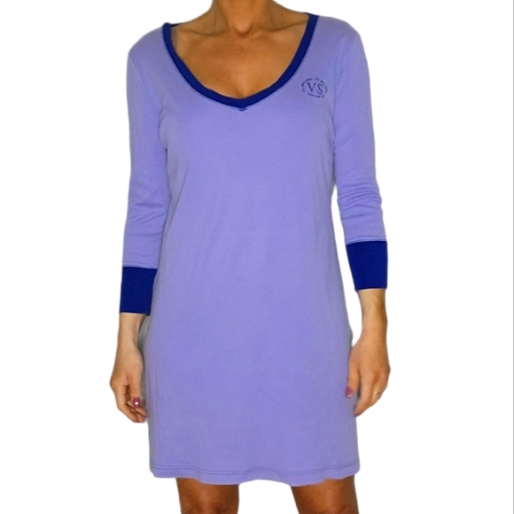Victoria's Secret Dresses & Skirts - Victoria's Secret Long Sleeve Cotton Midi Night Dress Size Medium Purple